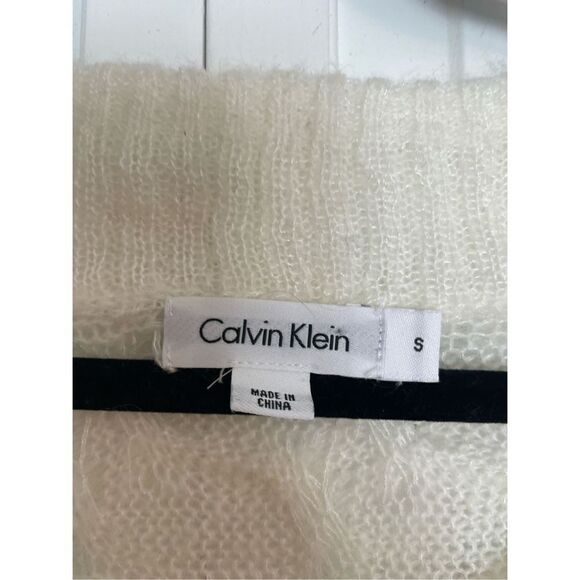 Calvin Klein ivory cableknit wool mohair blend tunic length sweater size s - Picture 3 of 8